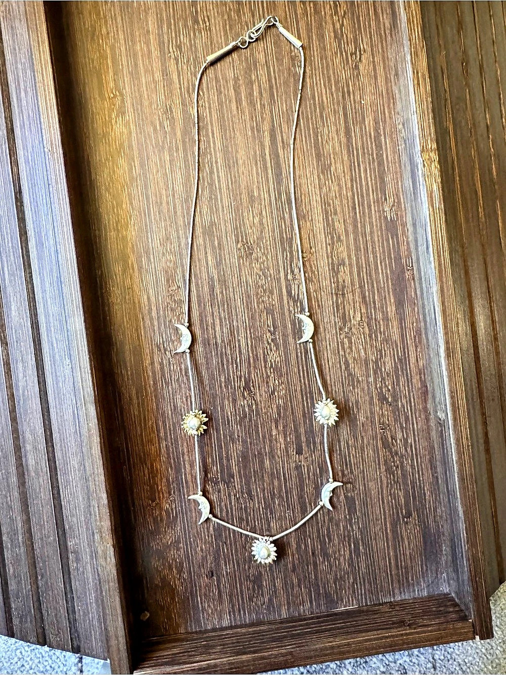 Celestial Moon & Sun Necklace in Silver Like New